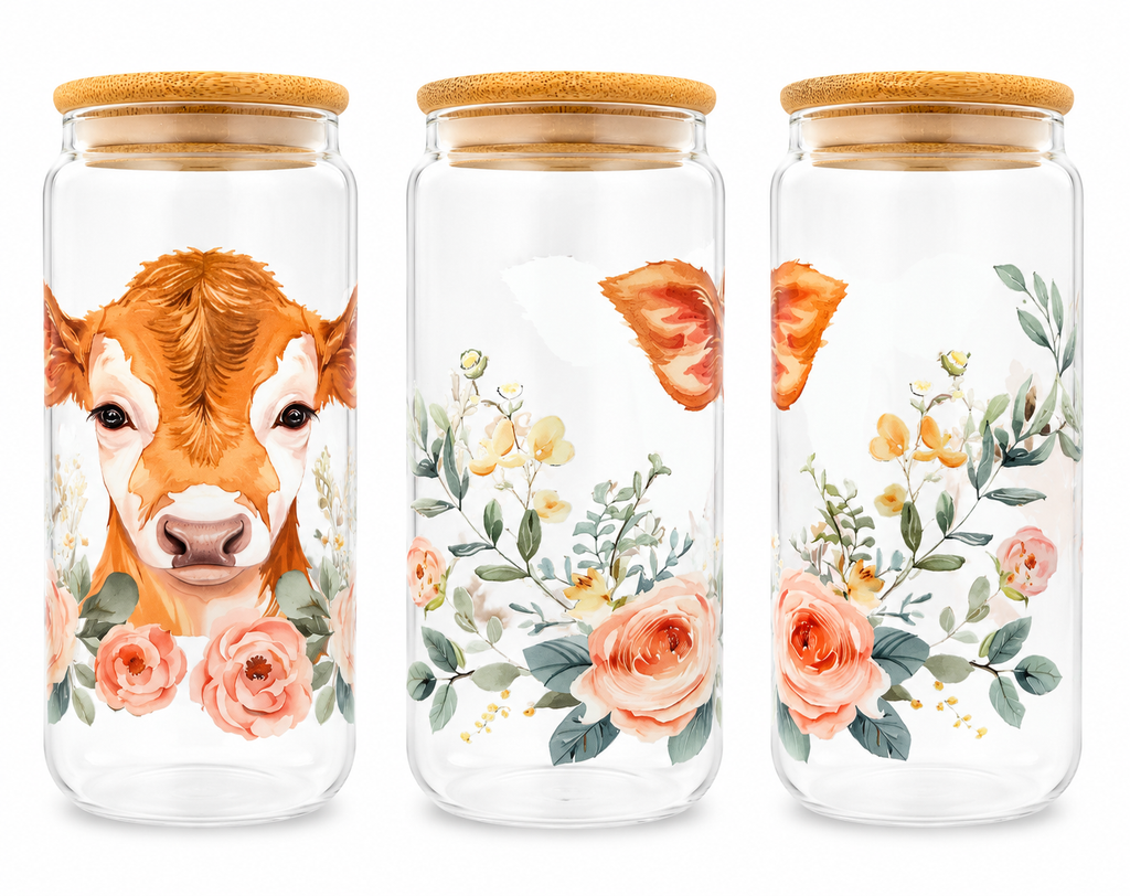 Süße Kuhliebe- Trinkglas mit Strohhalm